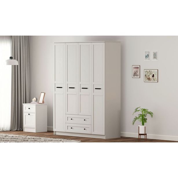 Vaatekaappi Linento Furniture Rb-168-01, 140x184cm, mattavalkoinen