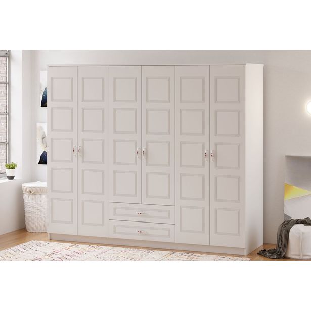 Vaatekaappi Linento Furniture Rb-003, 210x180cm, mattavalkoinen