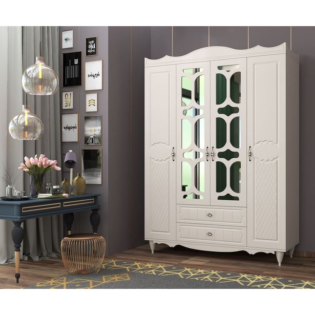 Vaatekaappi Linento Furniture Rb-048, 140x190cm, mattavalkoinen