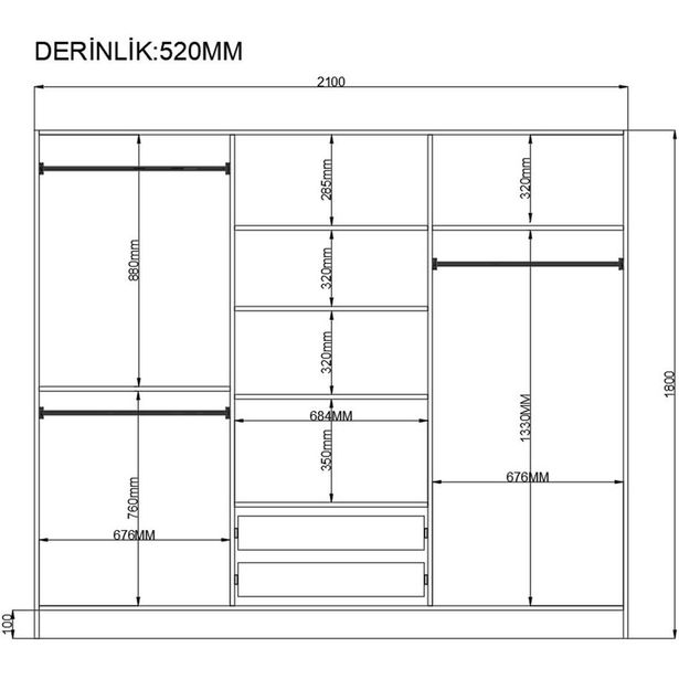 Vaatekaappi Linento Furniture Rb-053, 210x210cm, mattavalkoinen