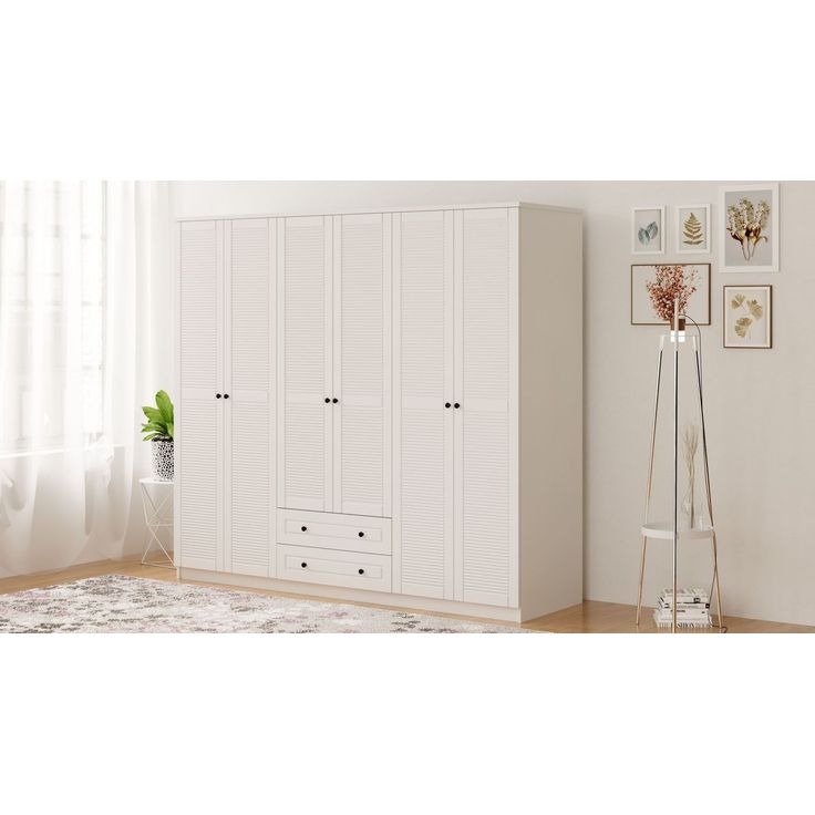 Vaatekaappi Linento Furniture Rb-064, 210x184cm, mattavalkoinen