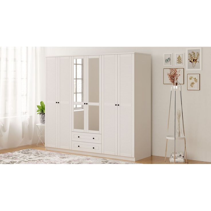 Vaatekaappi Linento Furniture Rb-064-02, 210x210cm, mattavalkoinen