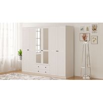 Vaatekaappi Linento Furniture Rb-064-03, 210x184cm, mattavalkoinen