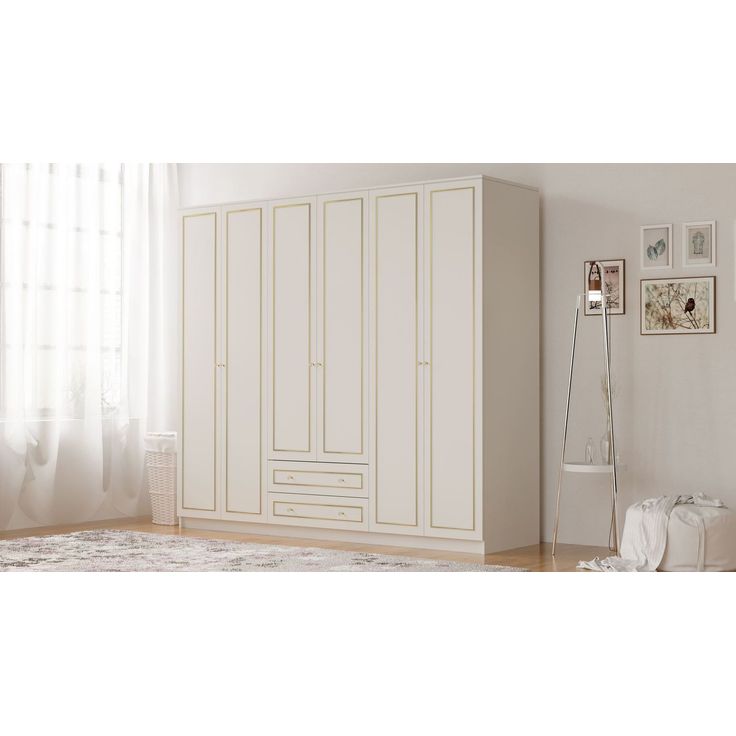 Vaatekaappi Linento Furniture Rb-084, 210x180cm, mattavalkoinen