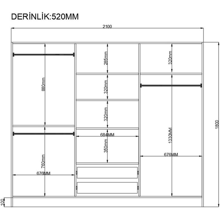 Vaatekaappi Linento Furniture Rb-094-01, 210x180cm, mattavalkoinen