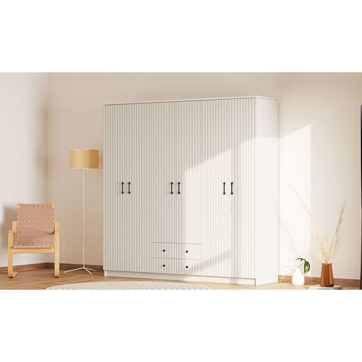 Vaatekaappi Linento Furniture Rb-185-06, 210x184cm, mattavalkoinen