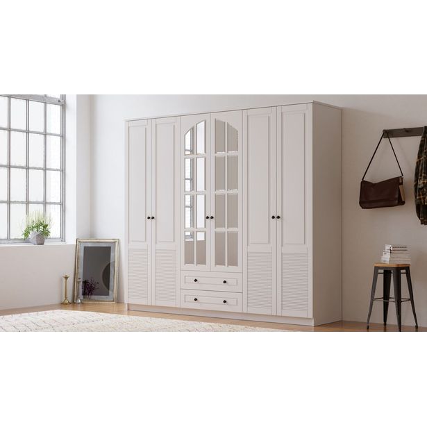 Vaatekaappi Linento Furniture Rb-115, 210x210cm, mattavalkoinen