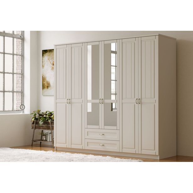 Vaatekaappi Linento Furniture Rb-122, 210x184cm, mattavalkoinen