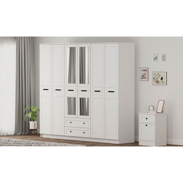 Vaatekaappi Linento Furniture Rb-168-01-012, 210x184cm, mattavalkoinen