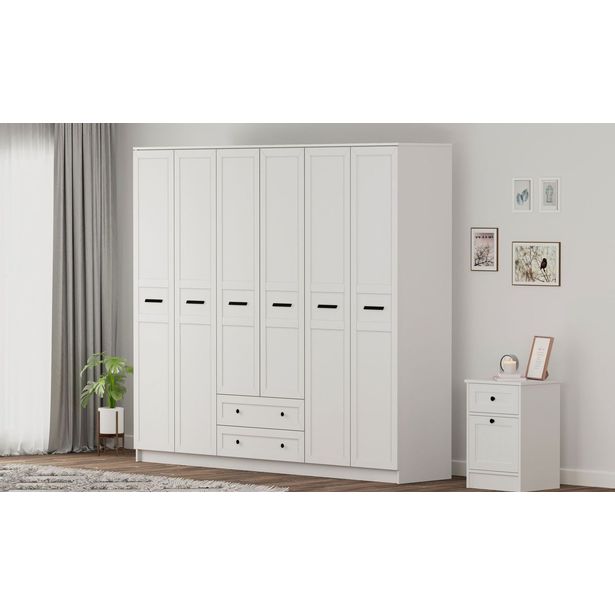 Vaatekaappi Linento Furniture Rb-168-01-006, 210x184cm, mattavalkoinen