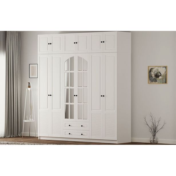 Vaatekaappi Linento Furniture Rb-185-20, 210x240cm, mattavalkoinen