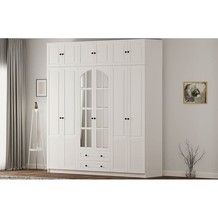 Vaatekaappi Linento Furniture Rb-185-20, 210x240cm, mattavalkoinen