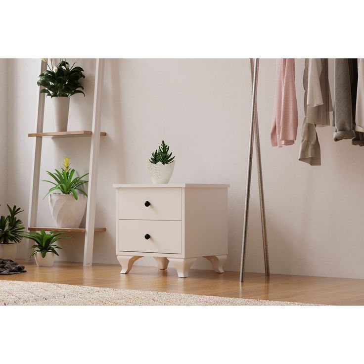 Yöpöytä Linento Furniture Rb-070, 40x45cm, mattavalkoinen