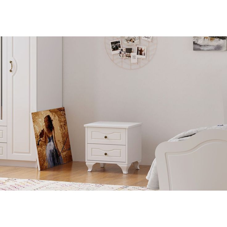 Yöpöytä Linento Furniture Rb-108, 40x45cm, mattavalkoinen