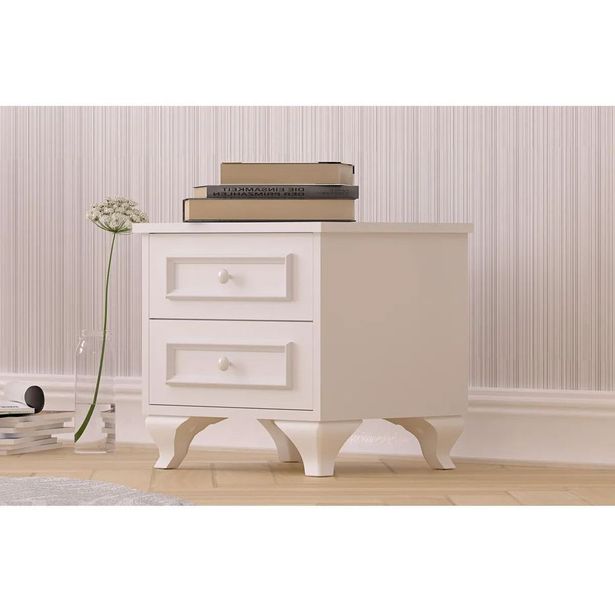 Yöpöytä Linento Furniture Rb-186-07, 40x45cm, mattavalkoinen