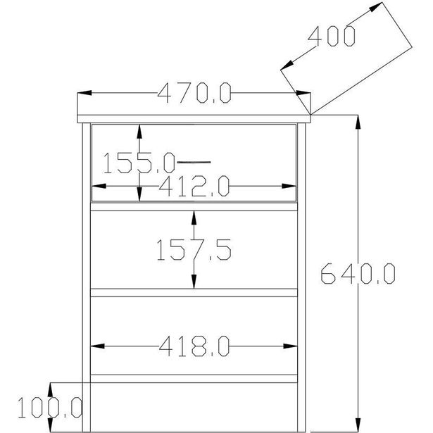 Yöpöytä Linento Furniture Rb-168-03, 40x45cm, mattavalkoinen