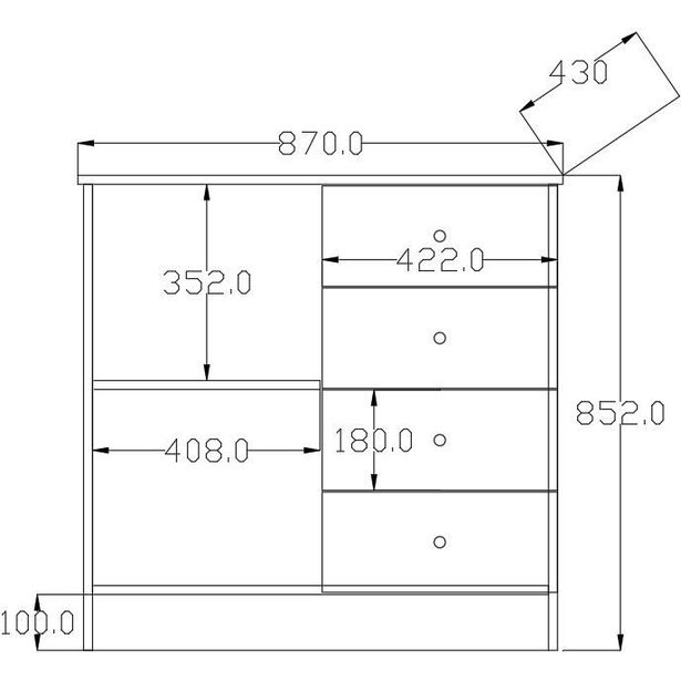 Lipasto Linento Furniture Rb-168-04-002, 87x85cm, mattavalkoinen