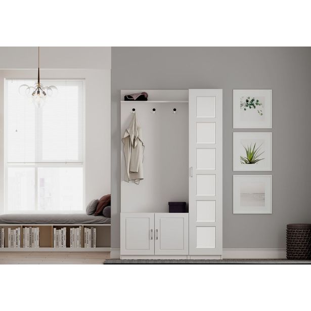 Eteisen säilytyskokonaisuus Linento Furniture Rb-054, mattavalkoinen