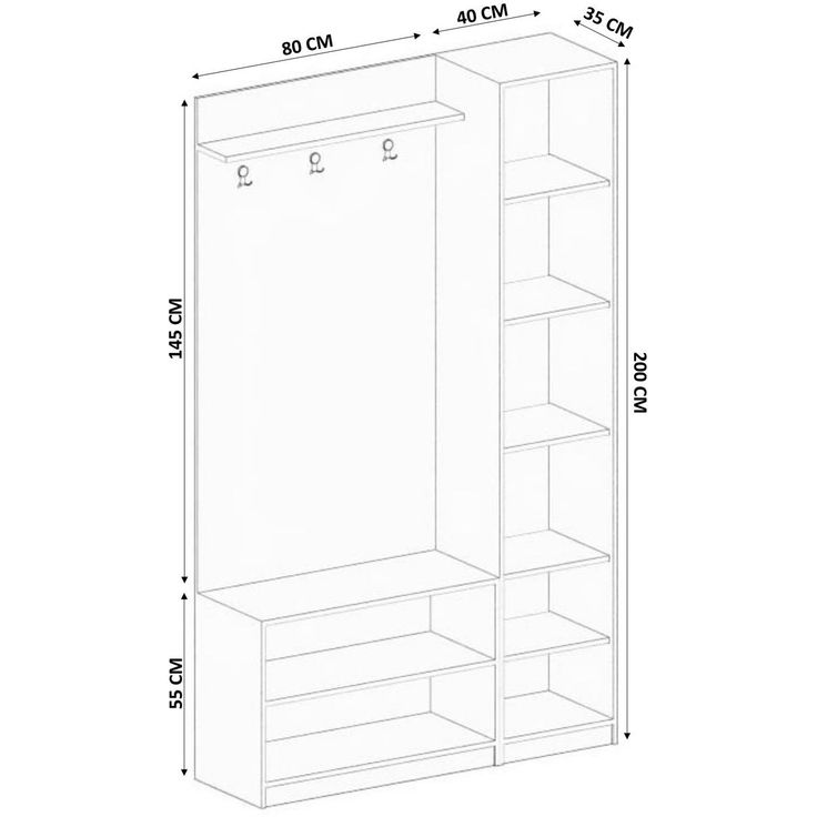 Eteisen säilytyskokonaisuus Linento Furniture Rb-054, mattavalkoinen