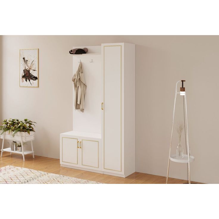 Eteisen säilytyskokonaisuus Linento Furniture Rb-092, mattavalkoinen