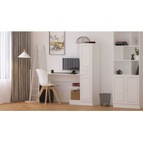 Työpöytä ja kirjahylly Linento Furniture Rb-087, mattavalkoinen