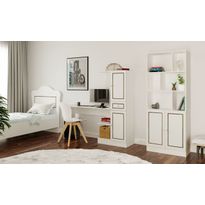Työpöytä ja kirjahylly Linento Furniture Rb-098, mattavalkoinen