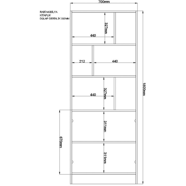 Kirjahylly Linento Furniture Rb-089, 70x180cm, mattavalkoinen