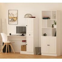 Työpöytä ja kirjahylly Linento Furniture Rb1000401557, mattavalkoinen