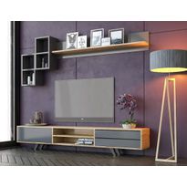 TV-taso seinähyllyllä Linento Furniture Rb-046, leveys 180cm, ruskea/antrasiitti