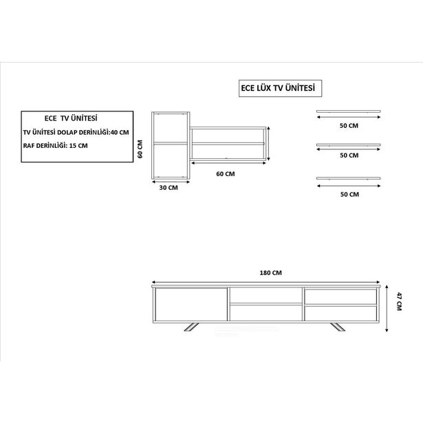 TV-taso seinähyllyillä Linento Furniture Rb-065, ruskea/valkoinen
