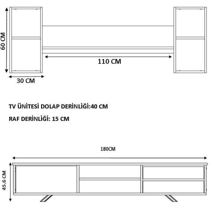 TV-taso seinähyllyllä Linento Furniture Rb-072, ruskea/valkoinen