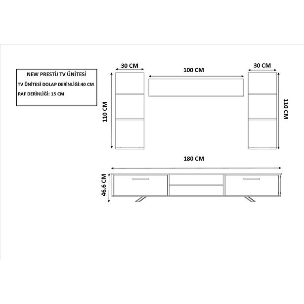 TV-taso Linento Furniture Rb-165, leveys 180cm, ruskea