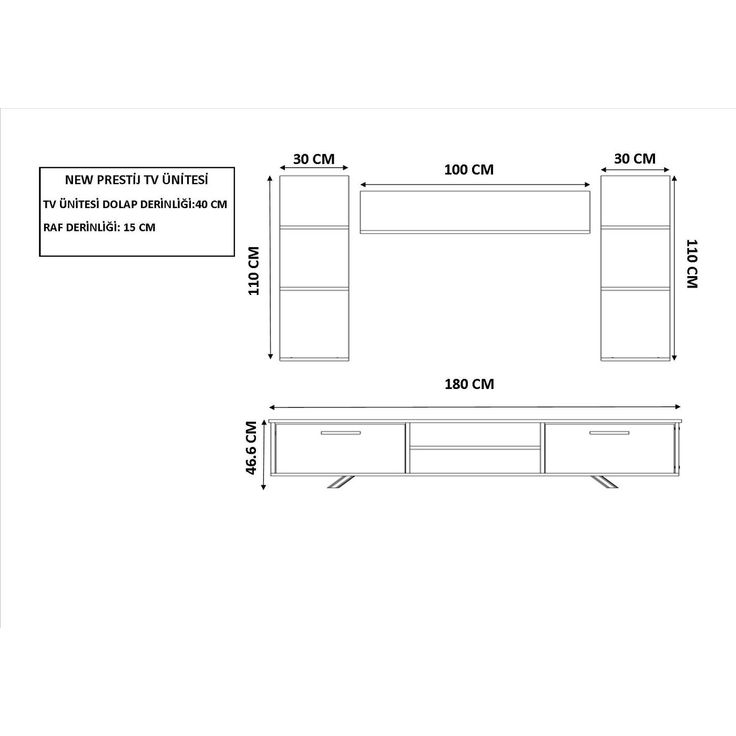 TV-taso Linento Furniture Rb-165, leveys 180cm, ruskea