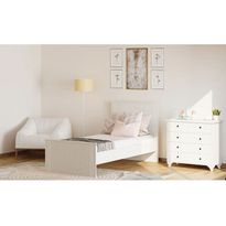 Sängynrunko Linento Furniture Rb-185-10, 90x190cm, mattavalkoinen