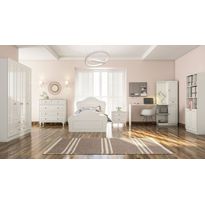 Makuuhuoneen huonekalusetti Linento Furniture Rb-080, mattavalkoinen