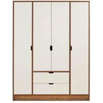 Vaatekaappi Linento Furniture Tuval 062 140cm saksanpähkinä/valkoinen