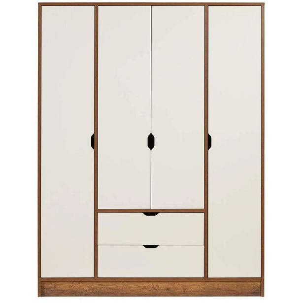 Vaatekaappi Linento Furniture Tuval 062 140cm saksanpähkinä/valkoinen