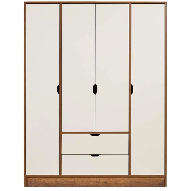 Vaatekaappi Linento Furniture Tuval 062 140cm saksanpähkinä/valkoinen