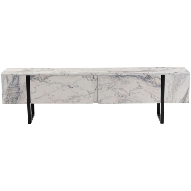 TV-taso Linento Furniture Serenity vaaleanharmaa marmori/musta