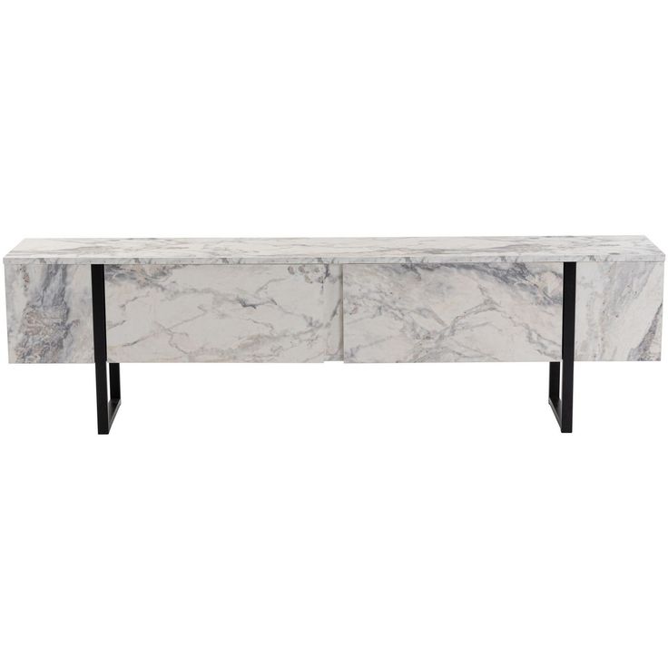 TV-taso Linento Furniture Serenity vaaleanharmaa marmori/musta
