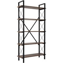 Kirjahylly Linento Furniture Elysian 180x90cm saksanpähkinä/musta, Verkkokaupan poistotuote