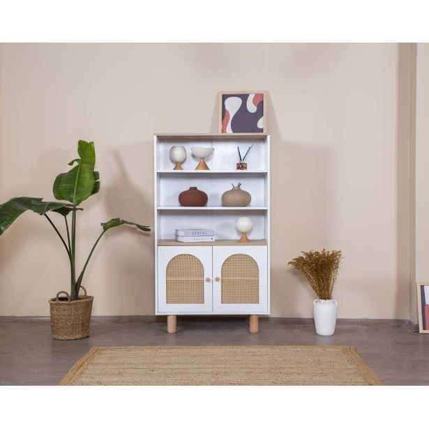 Kirjahylly Linento Furniture Bohem, 90x158cm, ruskea/valkoinen