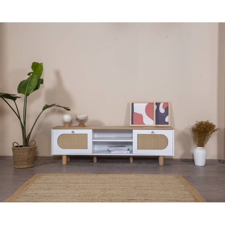 TV-taso Linento Furniture Bohem, leveys 180cm, ruskea/valkoinen