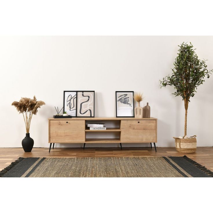 TV-taso Linento Furniture Calvin, leveys 180cm, ruskea