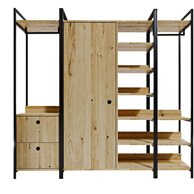 Vaatekaappi Linento Furniture Okan L600 tammi/musta