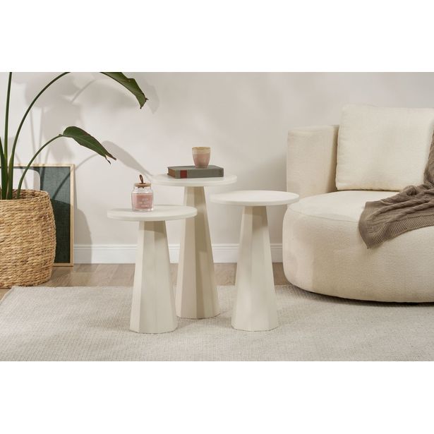 Sivupöytäsetti Linento Furniture Lilyum, 3kpl, valkoinen