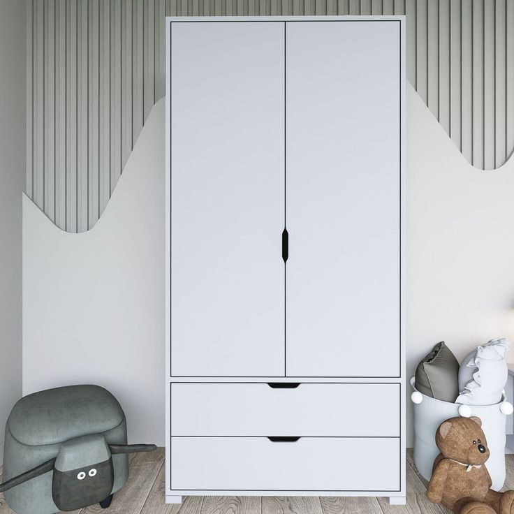 Vaatekaappi Linento Furniture Linja, 90x183cm, valkoinen