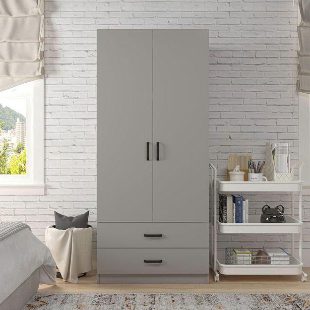 Vaatekaappi Linento Furniture Yaman Luna, 80x182cm, harmaa