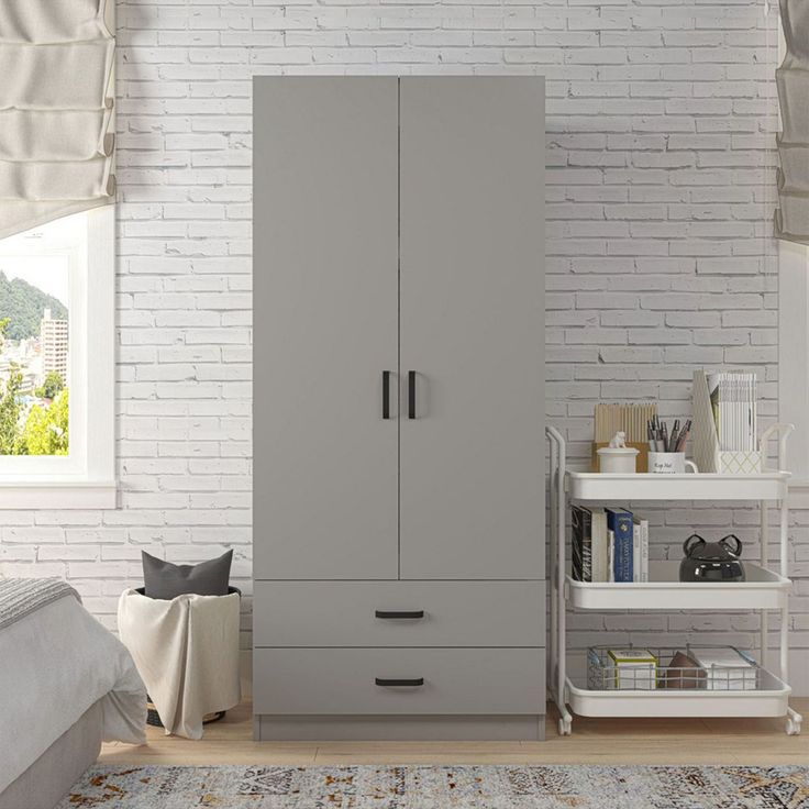 Vaatekaappi Linento Furniture Yaman Luna, 80x182cm, harmaa