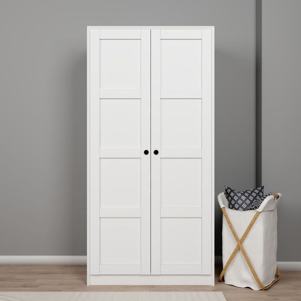 Vaatekaappi Linento Furniture Lucas 3, 94x190cm, valkoinen